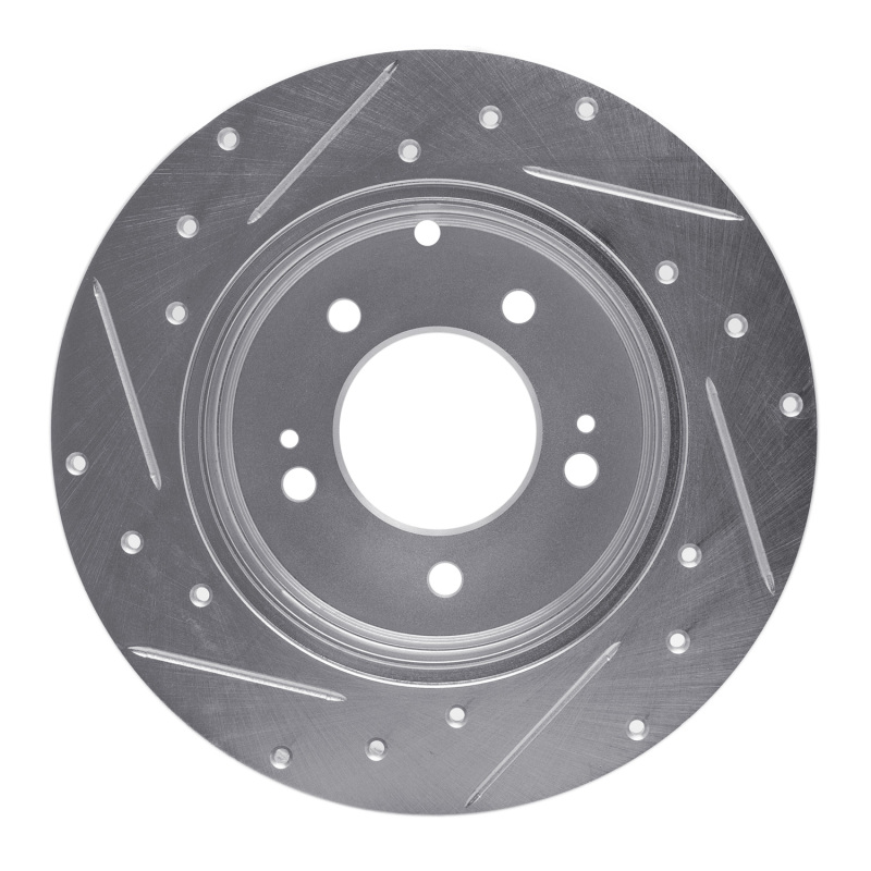 Hyundai Tucson Brake Rotor (1) - Rear Right - R1 Concepts - Drilled & Slotted - Silver - `05-`20